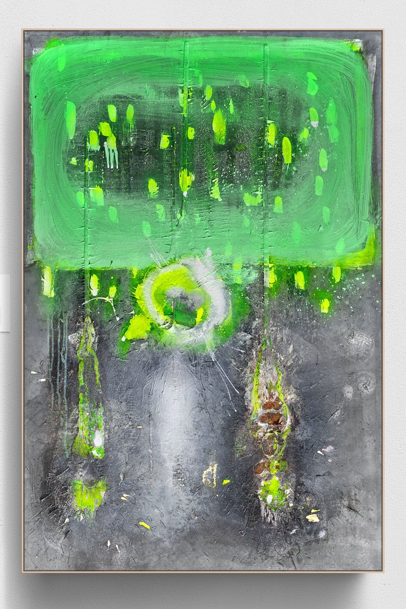 Organic Abstract Acrylic Painting By Adriano Ribeiro, 31 X 47, Big Brother Drops, Original Artwork