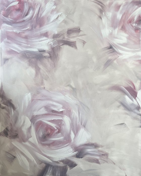 80x100cm. Abstract flowers wall art. Silence 3