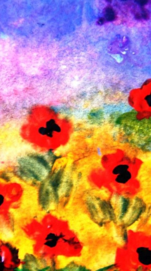 Happy Poppies-Special  Aceo -Fun and cheerful by Manjiri Kanvinde