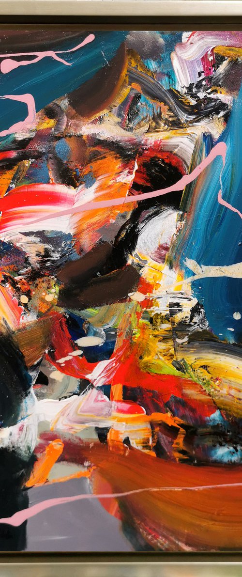 Spectacular framed abstract painting by master Ovidiu Kloska by Kloska Ovidiu