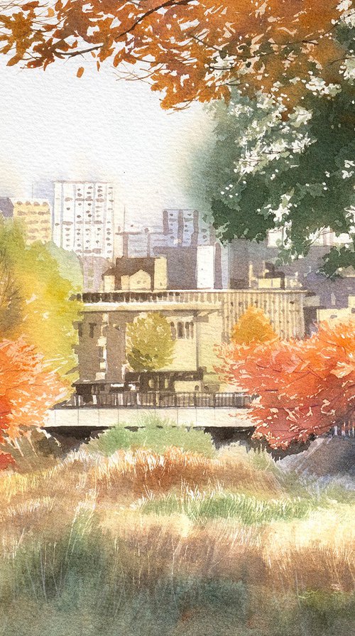 Golden Autumn Riverbank by Masato Watanabe