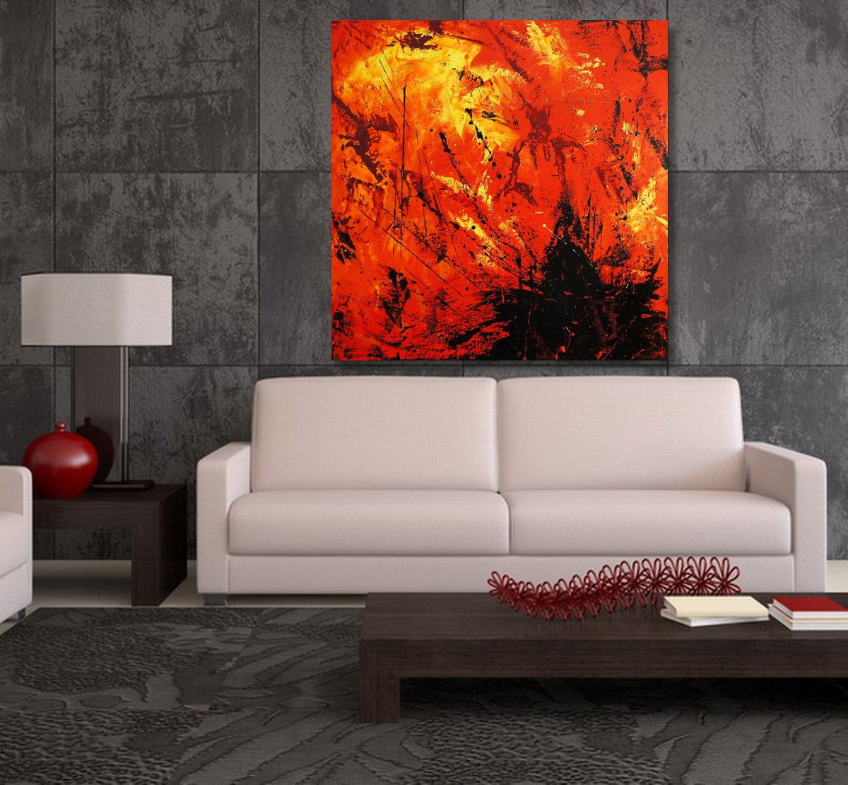 Pyromania (90 x 90 cm) (36 x 36 inches) XL oil by Ansgar Dressler