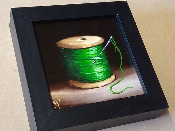 Little green cotton reel #2 still life