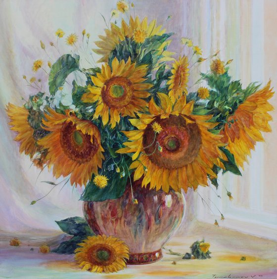 Sunflowers by the window