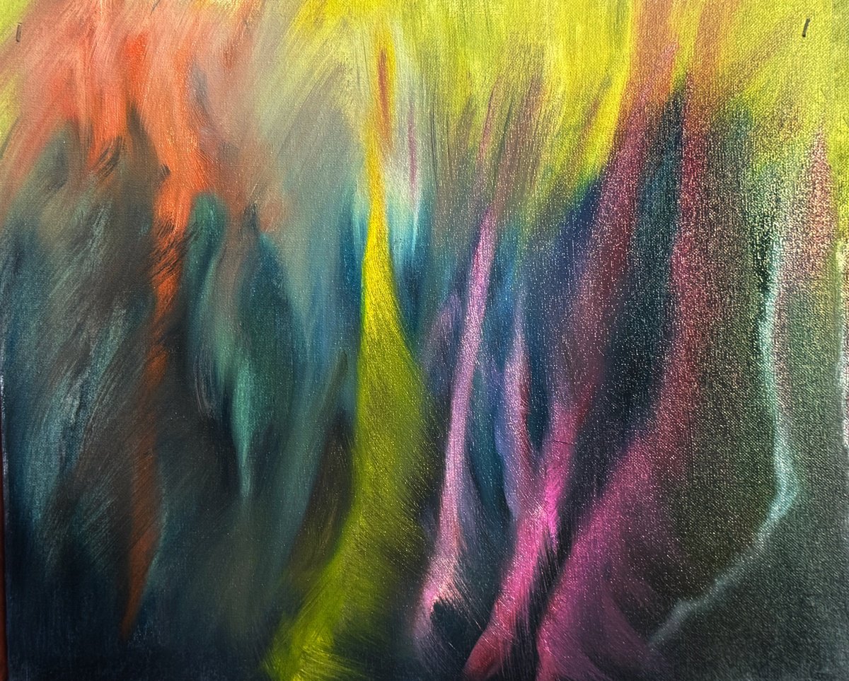 Expressive Abstract Oil Painting By Ryan Louder, 20 X 16", Synthesia, Original Artwork