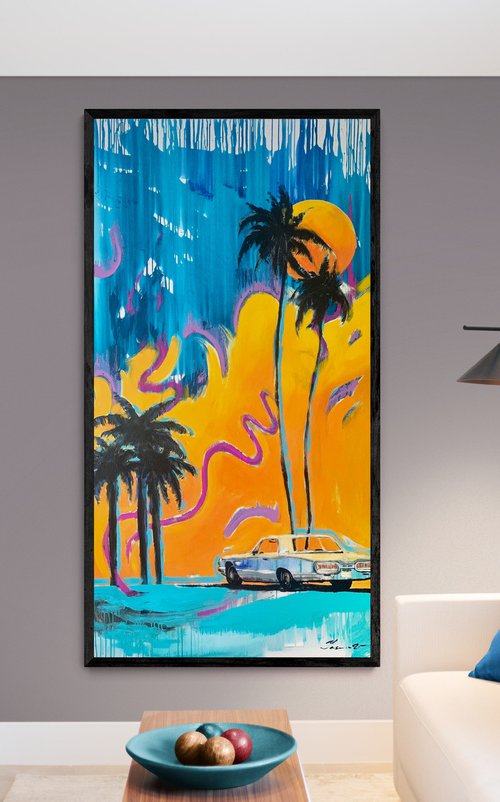Bright sunset - "Orange sunset" - Pop Art - Palm - Lincoln - Los Angeles - California by Yaroslav Yasenev