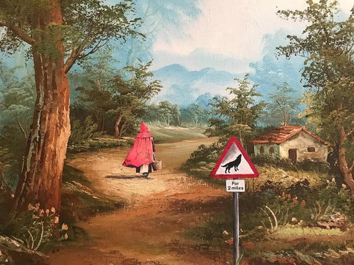 Surrealistic Landscape Giclee Print By Haus Of Lucy, 31 X 24, Little Red Riding Hood, Original Artwork