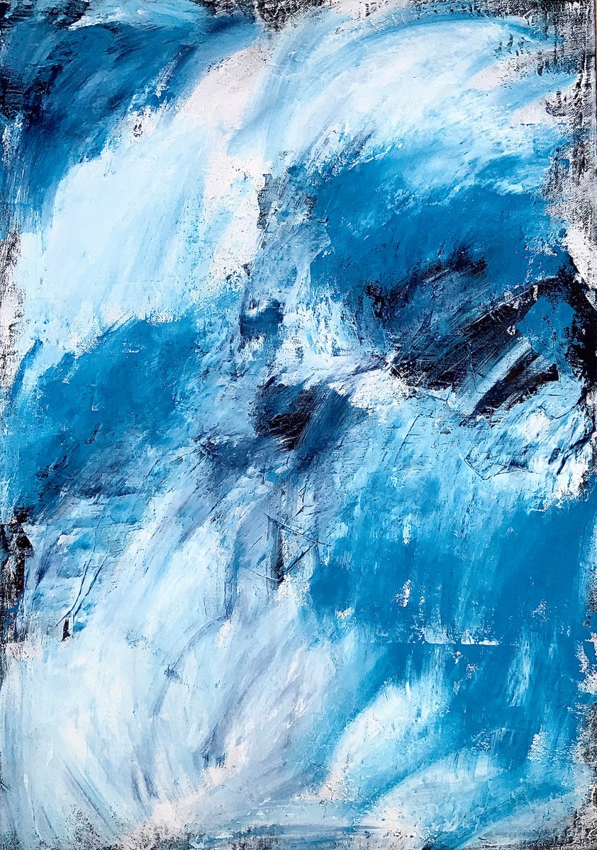 Abstract No. 00821 black & white with blue by Anita Kaufmann