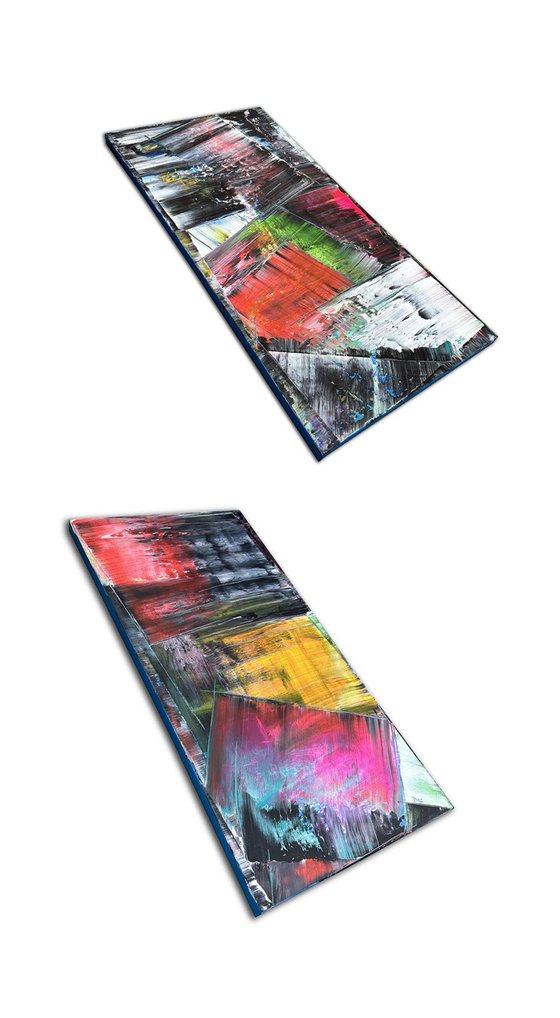 "Lie To Me Baby" - Save As A Series - Original PMS Large Abstract Acrylic Painting Diptych On Canvas - 48" x 48"