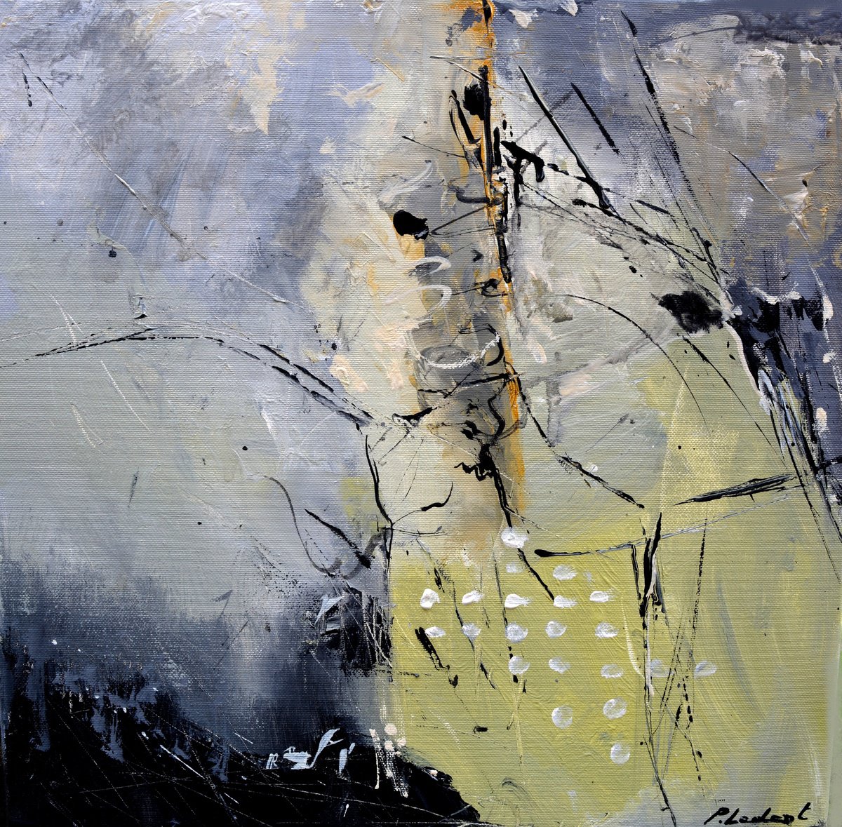 Abstract Oil Painting By Pol Henry Ledent, 16 X 16", Morning Dew, Original Artwork