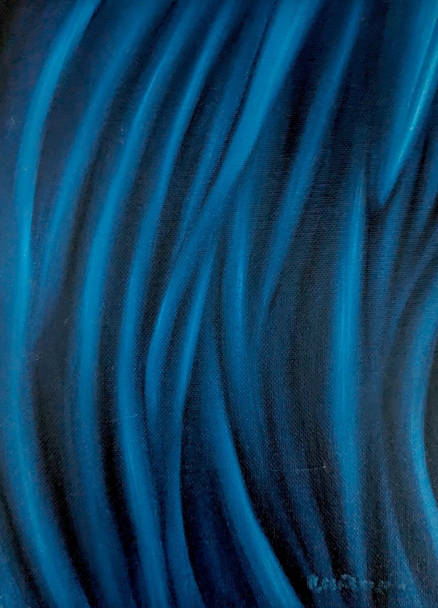 Geometric Abstract Oil Painting By Massimo Castronuovo, 7 X 9", Ocean, Original Artwork