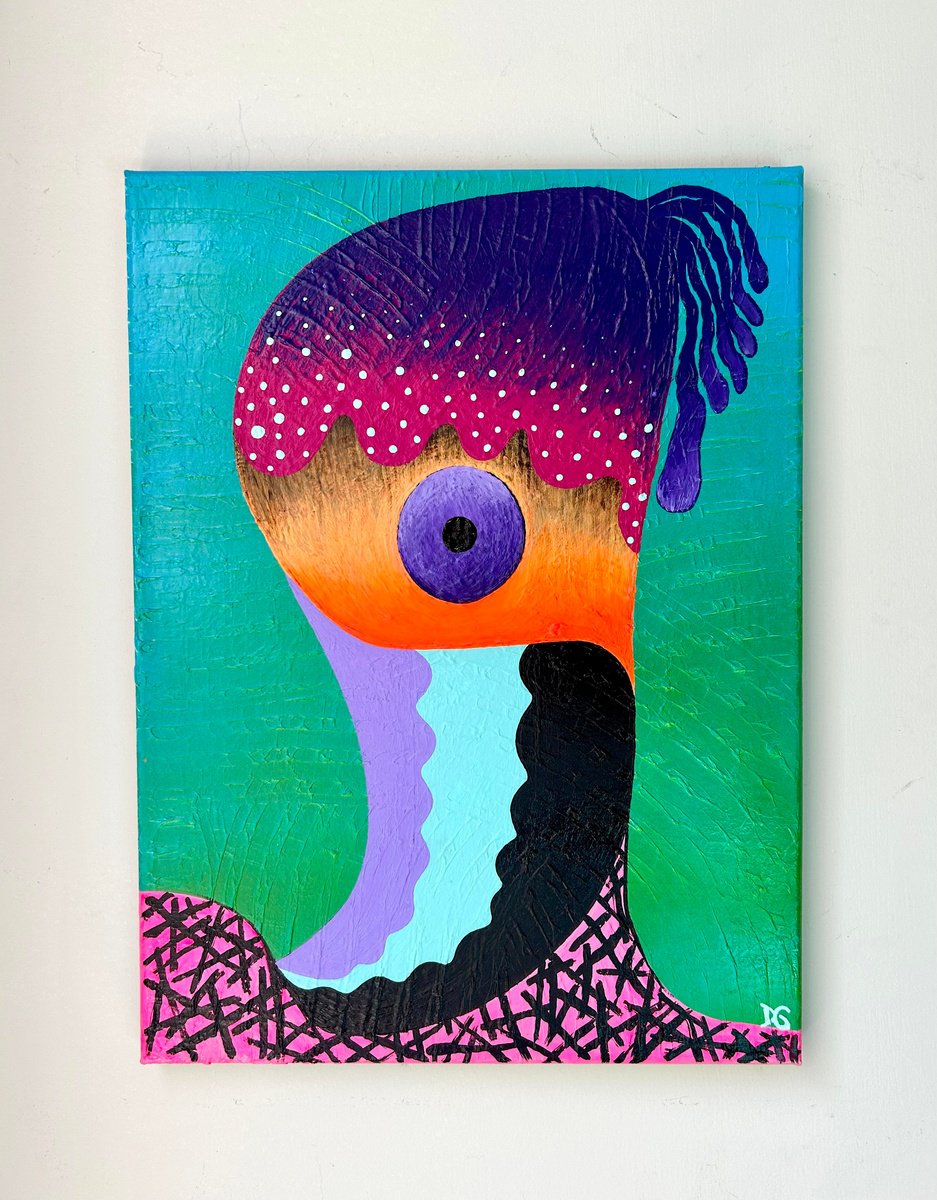 Organic Abstract Painting By Daniel Goodman, 12 X 15, Underwater Observer, Original Artwork