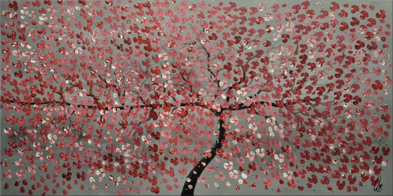 Romantic Dream acrylic abstract painting, cherry blossoms, nature painting, canvas wall art