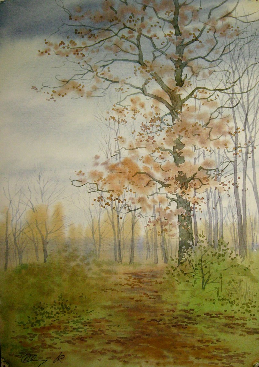 Impressionistic Landscape Watercolour By Valeriy Savenets-1, 8 X 12", Oak, Original Artwork