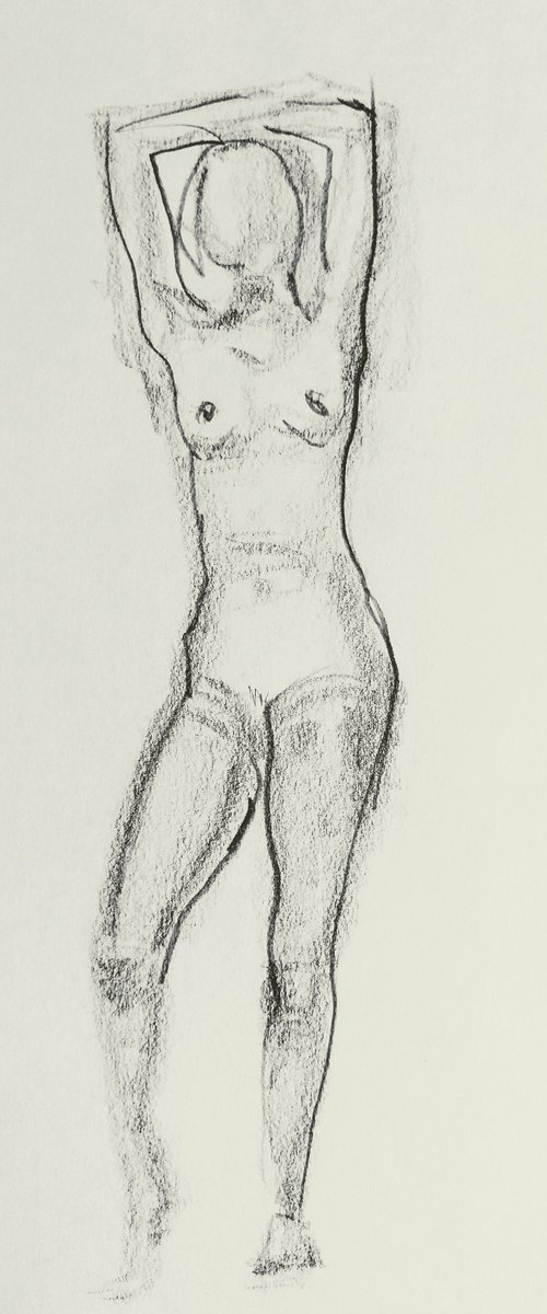 Nude. Erotic original pencil drawing by Yury Klyan