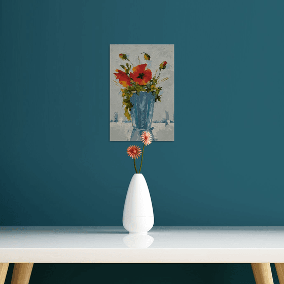 Still life with flower in vase. Gift idea for your love