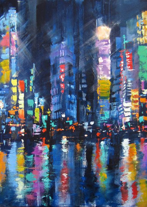 Panorama of the night city by Aleksandr Neliubin