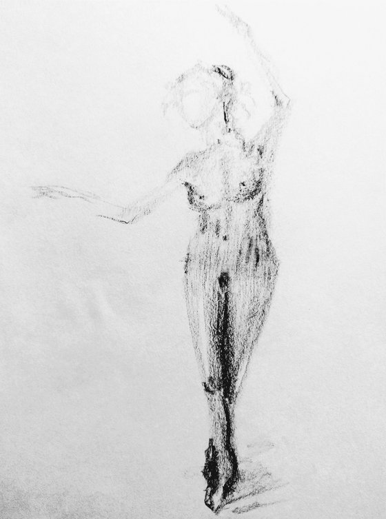 Erotic dance.Original nude drawing.
