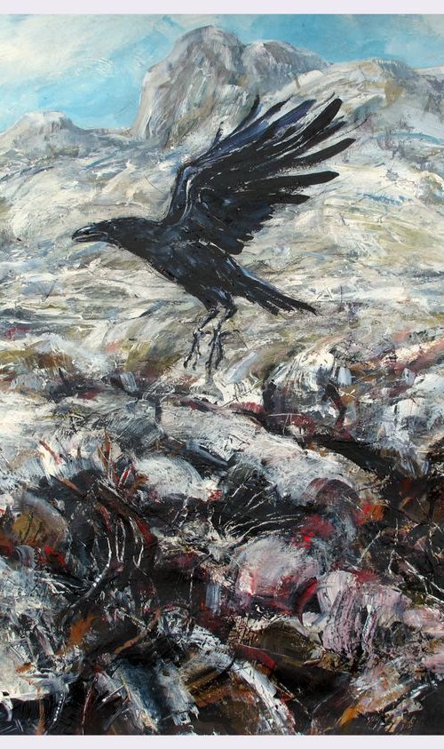 Crow rising,  The Great Moss, Cumbria by John Sharp