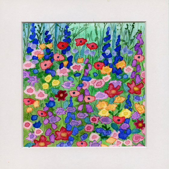 Wildflowers Two - mounted watercolour, small gift idea
