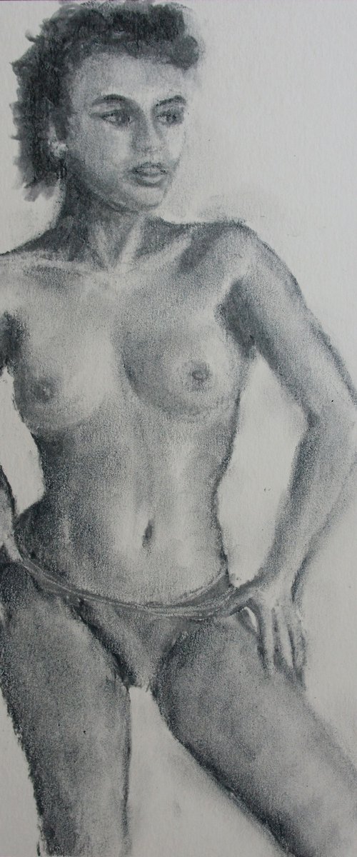 Female Figure 40 Charcoal Sketch by Juri Semjonov