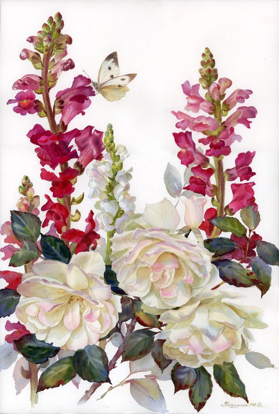 Snapdragon and roses