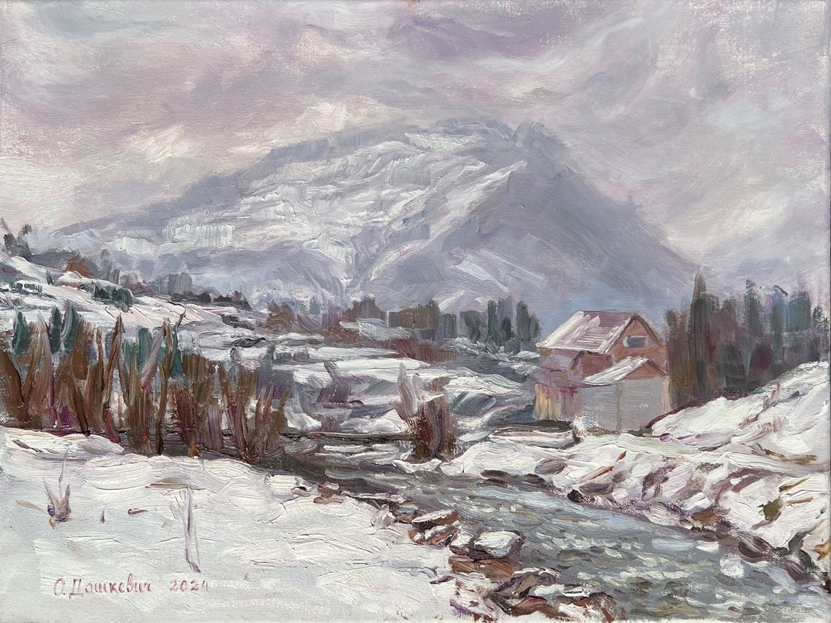 Impressionistic Landscape Oil Painting By Olha Dashkevych, 16 X 12", - River Opir, Slavske - ?, Original Artwork