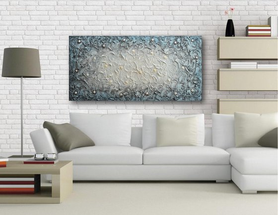 Blue Swirls - Wall Art Sculpture, Large Abstract Painting, Textured Contemporary Artwork