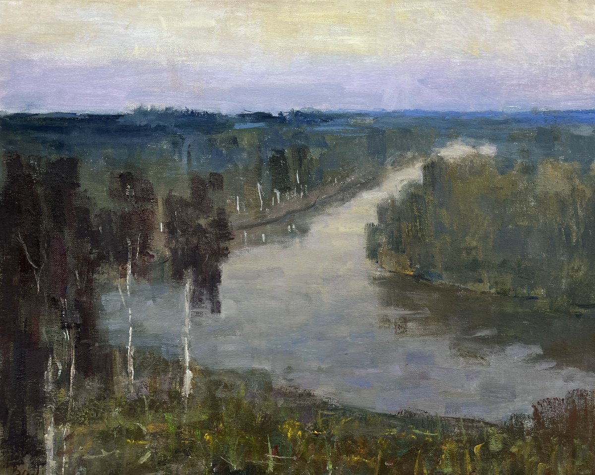 Impressionistic Landscape Oil Painting By Bohdan Dobrivskyi, 20 X 16, Gentle Evening, Original Artwork