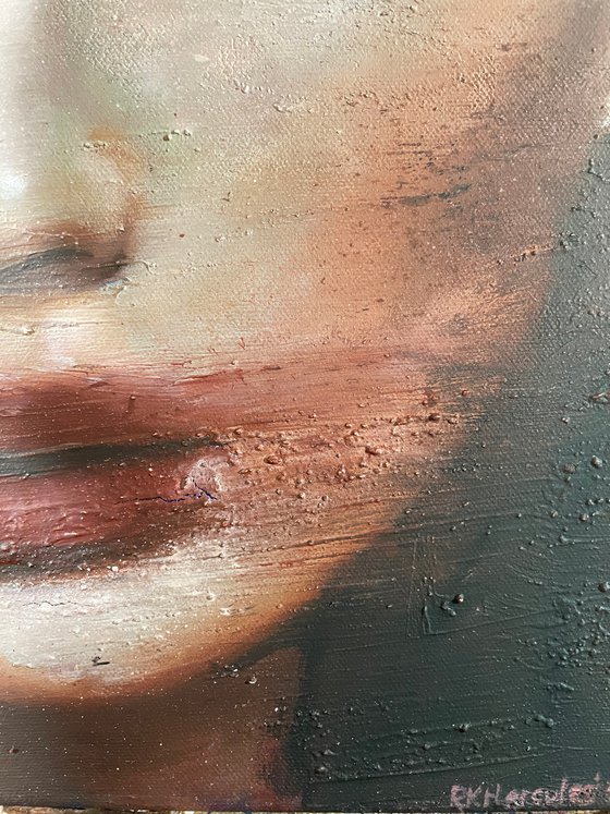 Hyun | Asian Female portrait contemporary oil painting on canvas woman face artwork Painting by RK H