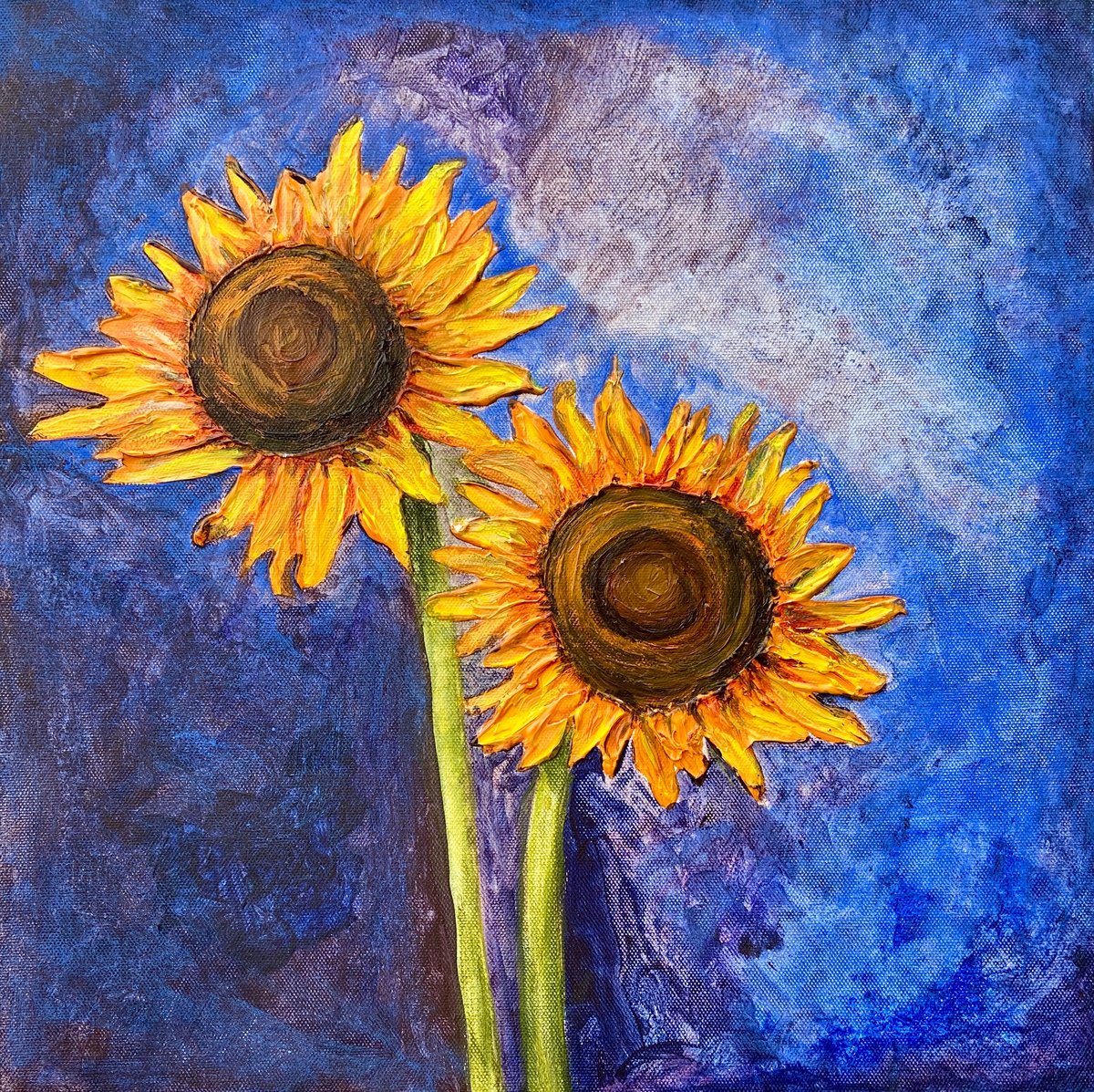 Impasto sunflowers by Heather Matthews