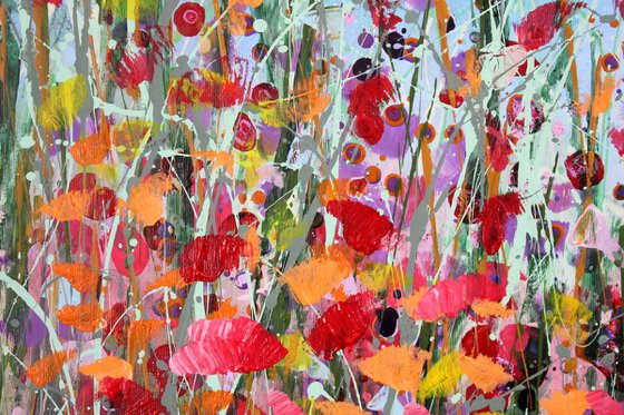"Joyfulness"  - Extra Large original abstract floral painting