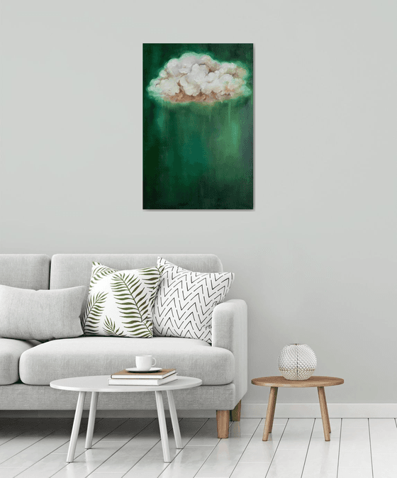 Abstract Green Cloud Modern Minimalist Nature