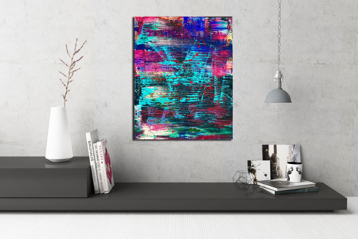 Abstract Acrylic Painting By Nestor Toro, 16 X 20", Magnetic Fields, Original Artwork