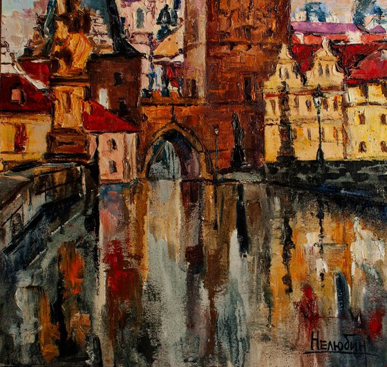 "City after rain", Old town , city landscape , Prague