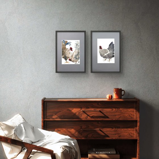 Family Rooster and Hen