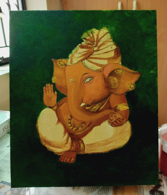 Baby Ganesha with a red turban