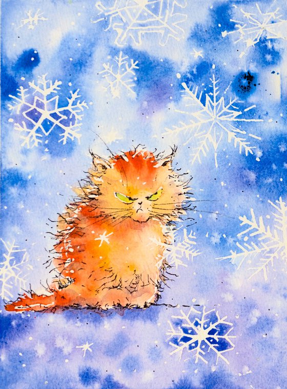 Not everyone likes snow :-) Set of two watercolors.
