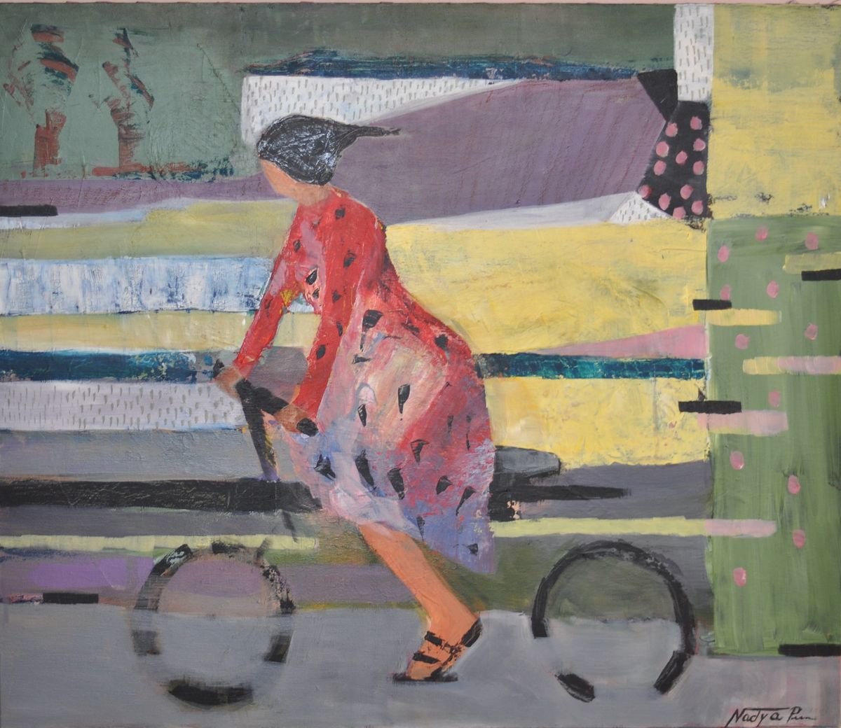 Cyclist By Nadya Peovska, 28 X 24, Artwork For Sale On Artfinder