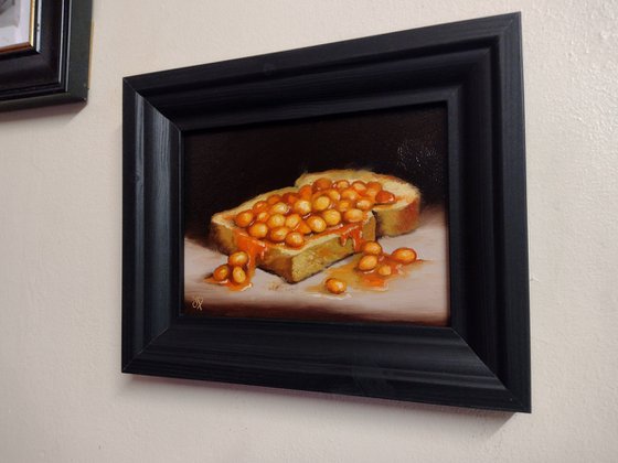 Beans on toast  still life