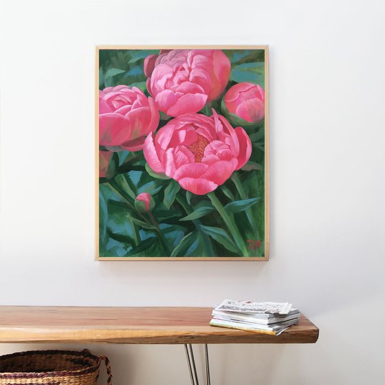 Peony bloom acrylic painting flower bloom gift for her floral art