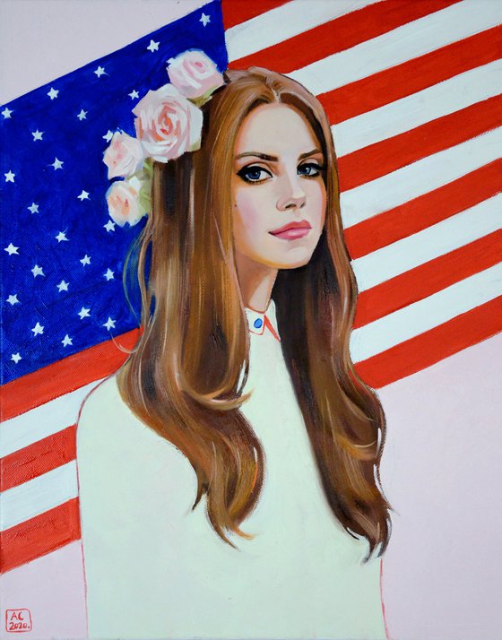 oil portrait of Lana Del Rey