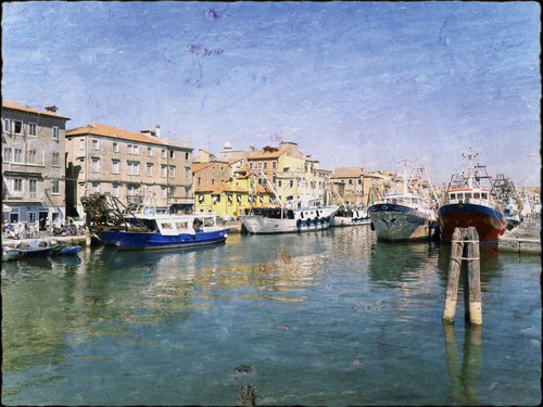 Venice sister town Chioggia in Italy - 60x80x4cm print on canvas 01063m2 READY to HANG by Kuebler