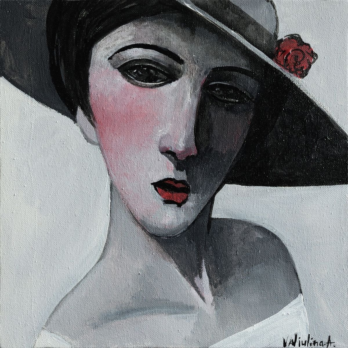 Portrait inspired by Modigliani - Original Acrylic painting Acrylic ...