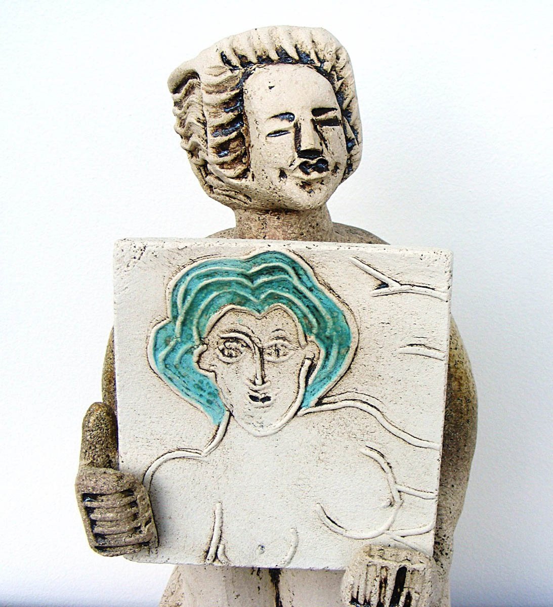 Artist - Do You Like My Self Portrait? - Ceramic Sculpture by Dick Martin