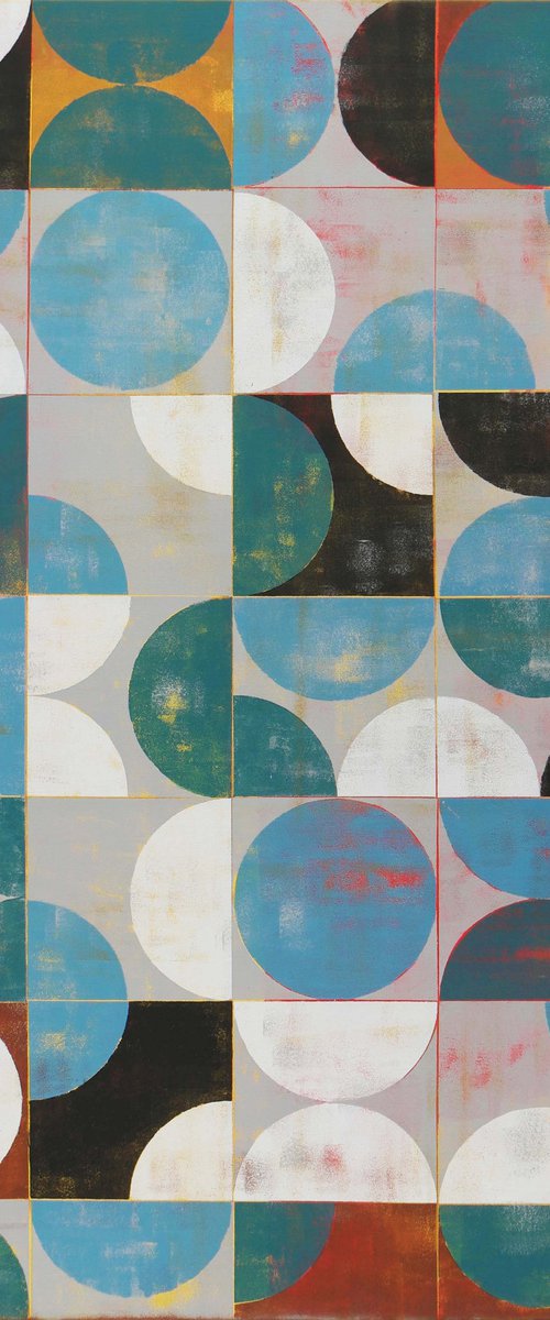 Acrylic on Canvas - Traffic Square Grey Landscape XL - 140x110 - Ronald Hunter 25A by Ronald Hunter