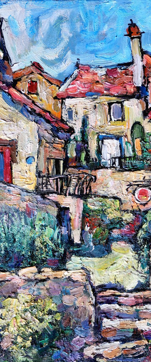 Summer courtyard in Flavigny. by Nikifor Swiristuhin
