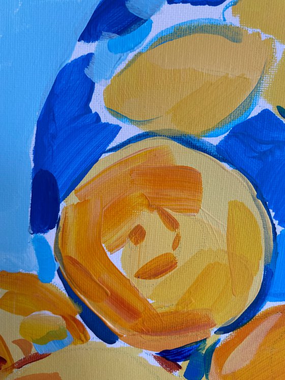 Blue Still Life With Lemons