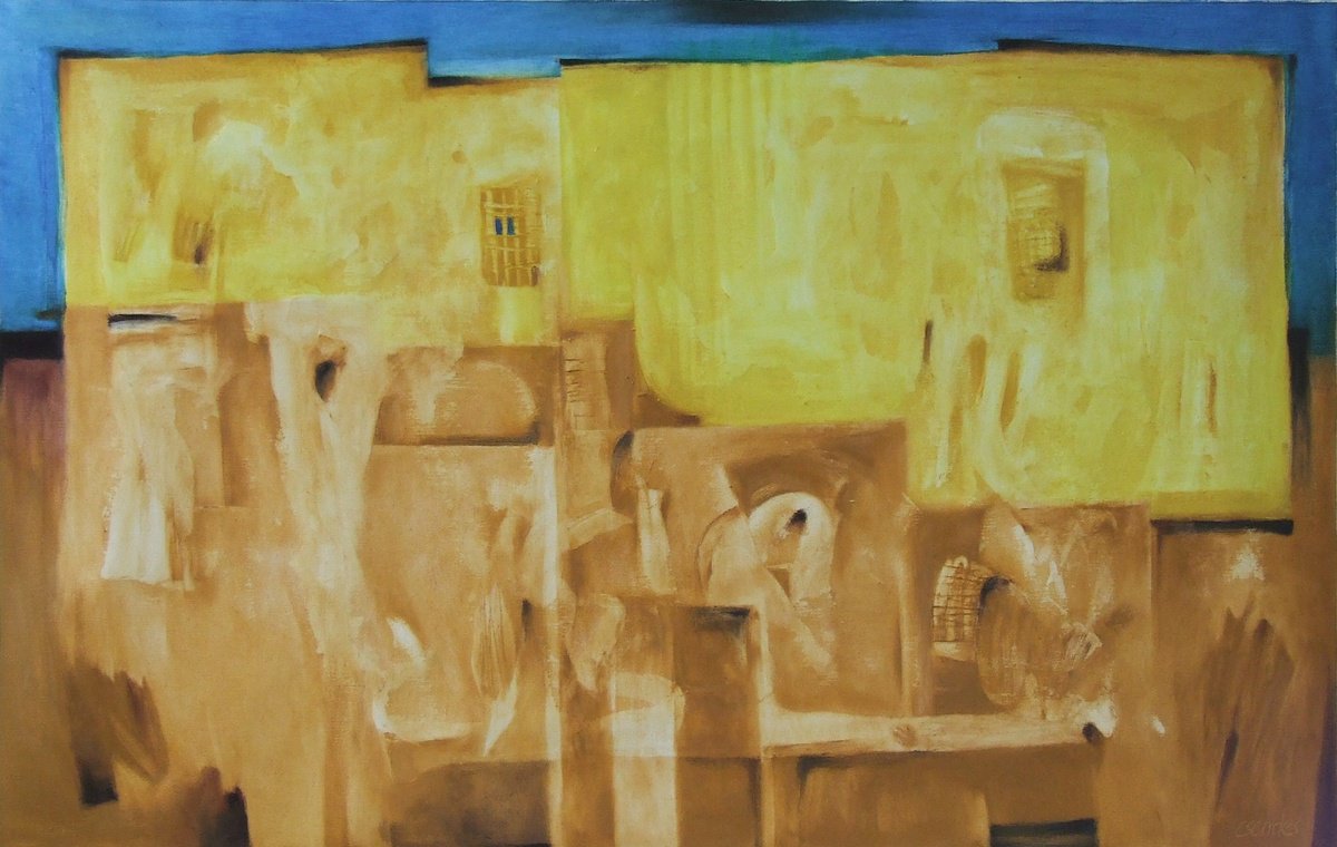 Abstract Oil Painting By Csaba Csendes, 37 X 24, Hope, Original Artwork