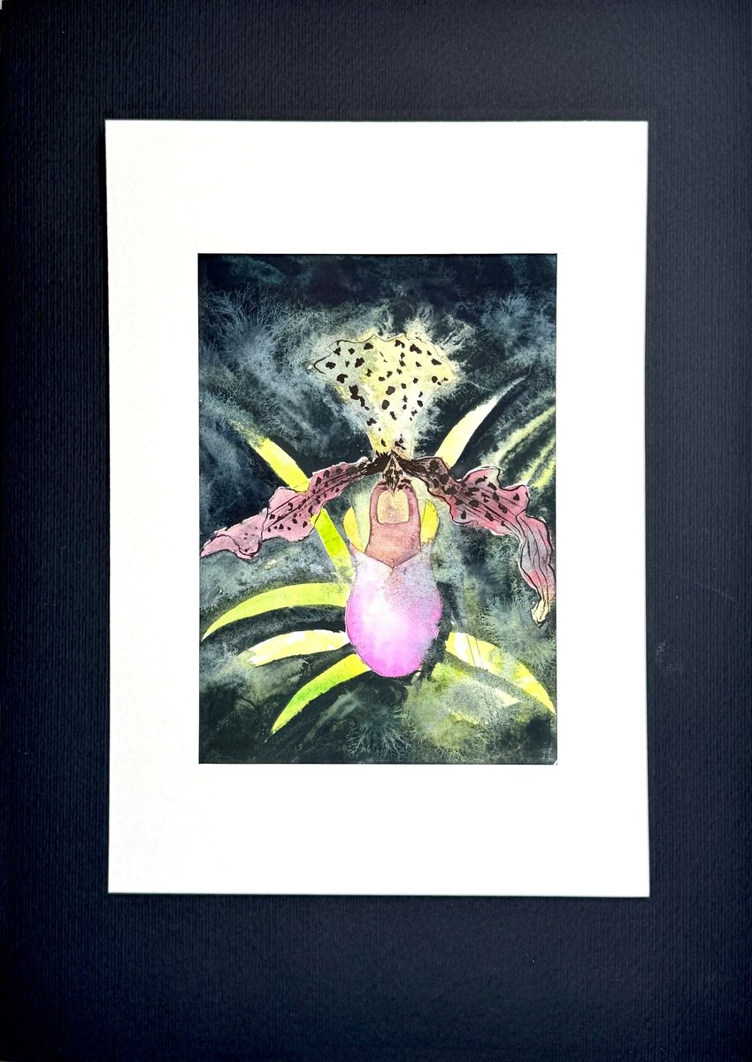 Impressionistic Botanical Print By Yuliia Sharapova, 8 X 12", Wild Orchid Flower Orchidea, Original Artwork
